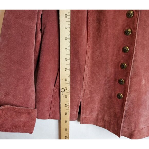 Live a Little Suede Leather Jacket Women's M Rose Pink Snap Front Lined Y2K VTG - Picture 10 of 16